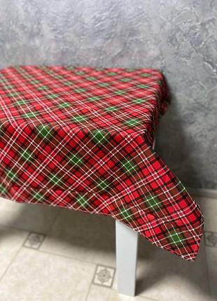 Скатерть тифлоновая водоотталкивающая новогодняя клетка 110 х 140 s-ma tsh2