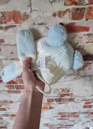 Детская зимняя шапка с перчатками на флисе с утеплением