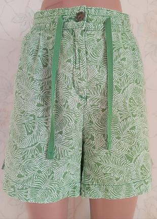 Шорти жіночі подовжені з принтом льон-візкоза next