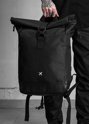 Повседневный рюкзак роллтоп школьный without с принтом plane black tsh2