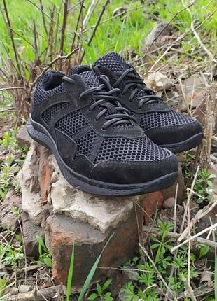 Тактичні літні кросівки з натурального нубуку та 3d сіткою для вентиляції чорний tsh2