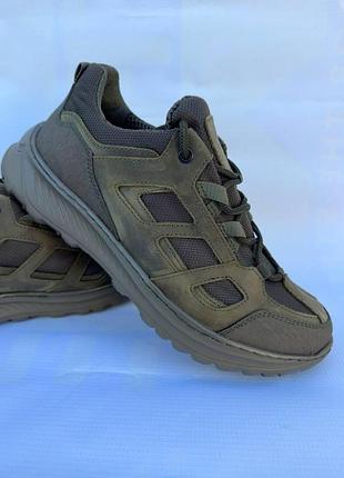 Тактичні шкіряні кросівки весна-літо вставка сітка олива tsh2