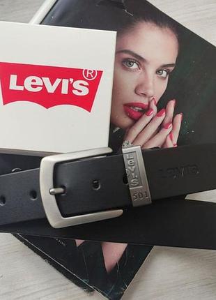Топовый мужской кожаный ремень levis черный tsh2