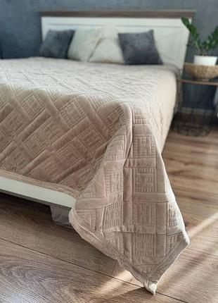 Велюровое покрывало паркет беж tsh2