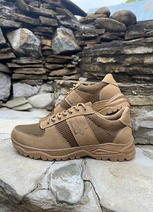 Тактичні кросівки літні samer pro натуральна шкіра та сітка койот tsh2