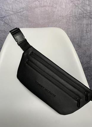 Бананка-сумка из кожзаменителя черная tommy hilfiger tsh2