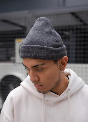 Шапка without simple темно сіра man tsh2