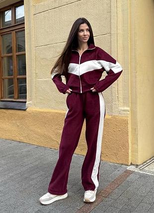 Жіночий повсякденний спортивний теплий флісовий костюм двійка штани та кофта