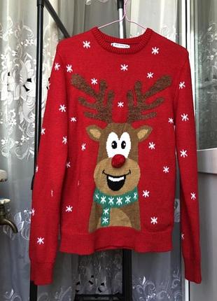 Рождественский новогодний мирер олень рыжеольф унисекс размер s primark