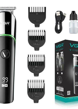 Профессиональная машинка для стрижки волос триммер vgr v-291 с насадками, электробритва. цвет: зеленый tsh2
