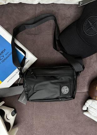 Мужская сумка stone island черная прямоугольная s078 tsh2