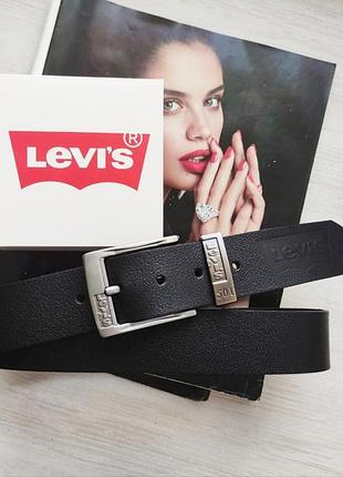 Стильний шкіряний чоловічий ремінь levis чорний tsh2