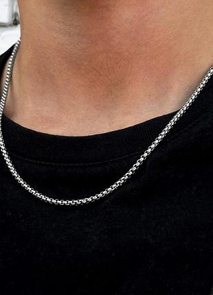 Мужская металлическая серебряная цепочка на шею из нержавеющей стали бисмарк, подвеска 4 мм tsh2