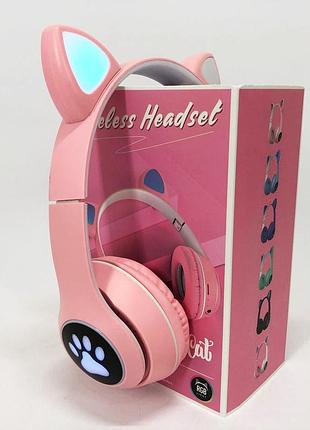 Беспроводные наушники с кошачьими ушками и rgb подсветкой cat vzv 23m. цвет: розовый tsh2