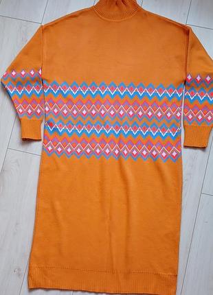 Платье трикотажное теплое, с узором, р.50-52