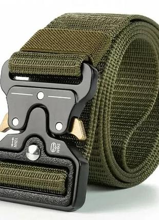 Тактический ремень с металлической застежкой "кобра" зеленый tsh2