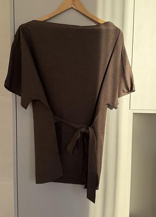 Стильна асиметрична блуза-топ шоколадного кольору