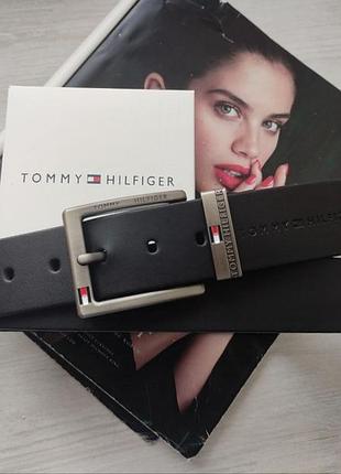 Чоловічий шкіряний ремінь із коробкою tommy hilfiger black tsh2