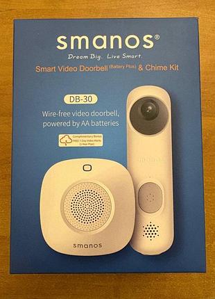 Smanos smart video doorbell battery plus & chime kit db-30 умный беспроводной видеозвонок