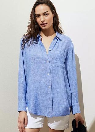 Лляна сорочка рубашка льон pure linen marks & spencer льняная рубашка лён