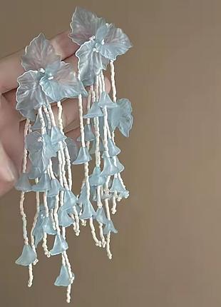 Роскошные цветочные серьги с бисером