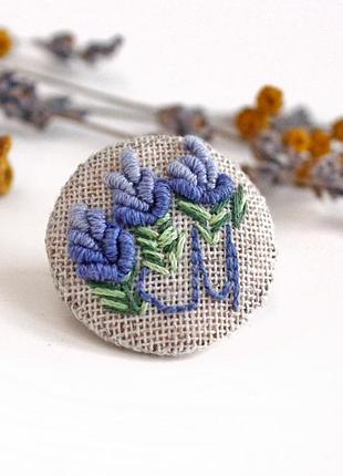 Именная вышитая брошь бохо с буквой украинские украшения ручной работы