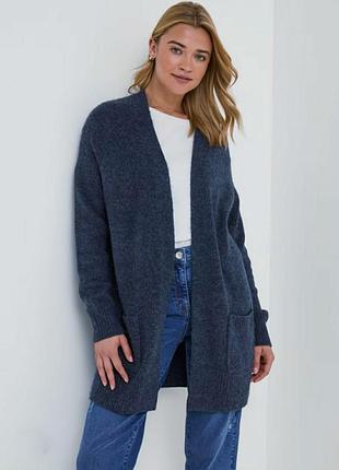 Германия, бренда montego женский теплый кардиган темного, синего цвета, меланжевый.