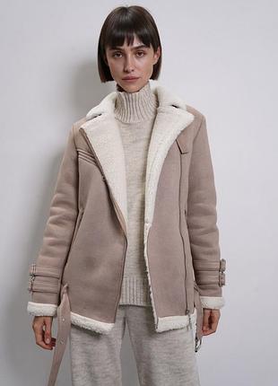 Актуальна еко дублянка авіатор бежевого кольору