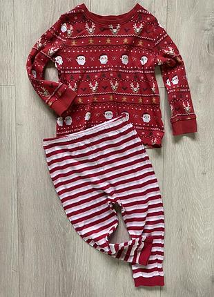 Збірний комплект новорічний піжама 12-24-36 місяців