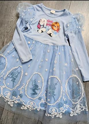 Праздничное платье для девочки голубое фатен