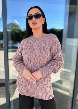 Свитер женский пудровый розовый вязаный короткий осенний весенний зимний