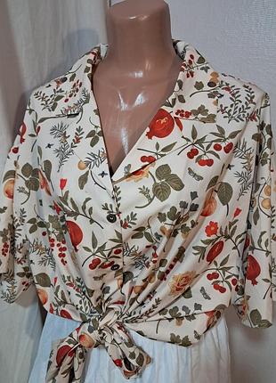 Жіноча оверсайз сорочка з ягідками🍒🍎🫒