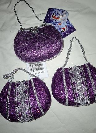 Набір ялинкових прикрас, іграшок 14 шт сумочки , 12 см кожна. стильні, гарні