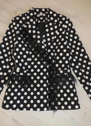 Двобортний жакет у горох із пір'ям topshop s-m