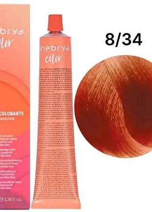 Фарба для волосся inebrya color 8/34 світло-русявий золотисто-мідний, 100 мл