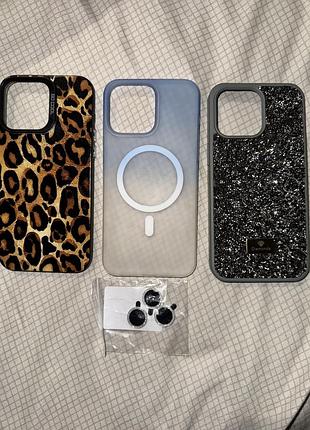 Чехлы на iphone 15 pro max + защитные линзы на камеру