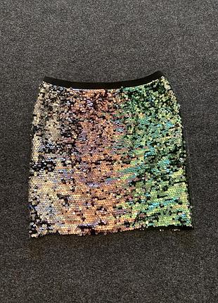 Спідниця в паєтку райдужна на дівчинку 11-12 років
