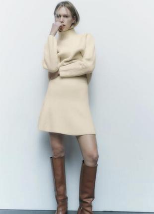 Спідниця міні молочна вязана трикотнажка тепла коротка