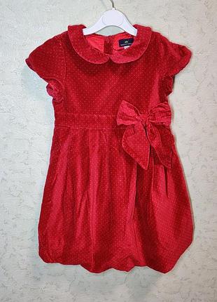 Велюрова червона сукня в горошок
