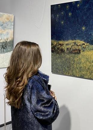 Шубка зі штучного хутра синього кольору
