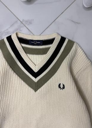 Fred perry striped v neck jumper men’s 3