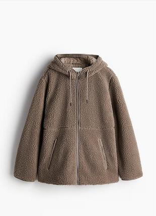 Куртка кофта тедді h&m капучино шоколад з капюшоном кардиган жакет