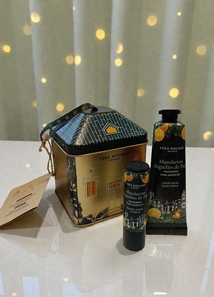 Набір, міні, мандарин хвоя, ів роше, yves rocher, крем для рук, бальзам для губ