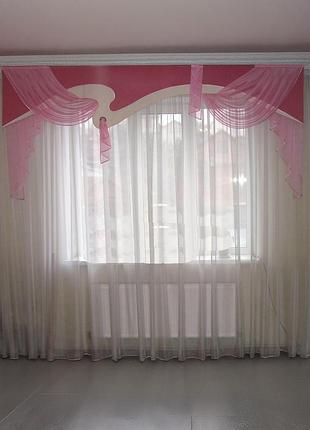 Жесткий ламбрекен firanka чайка 270см розовый (70ж)