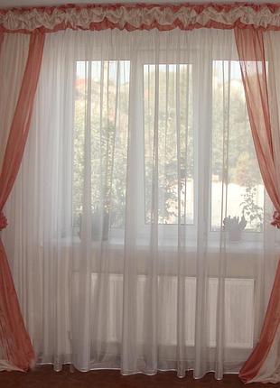 Комплект буфы шифон 2-3м, шторы ламбрекен