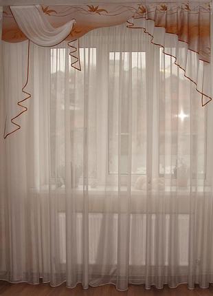 Жесткий ламбрекен firanka стайл 2м бежевый с золотым (49_9ж)