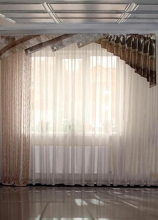 Жесткий ламбрекен ассиметричный firanka 3м бежевый (81ж)