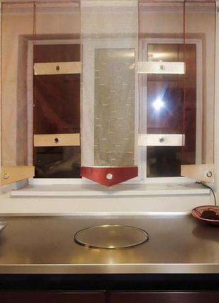 Комплект панельных занавесок firankaline сеточка 5шт карниз 180см терракотовый с золотистым (30_2п)