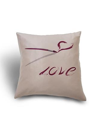 Декоративна подушка в подарок firanka надпись любовь 1шт 35х35см молочный с розовым (па_07)