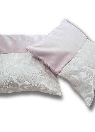 Комплект декоративних подушок firanka damask 33х33см 2шт рожеві з молочним (п_0238)